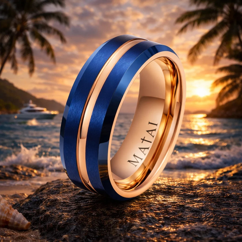 MATAI | Rose Gold Blue | Rose of Sharon Ring